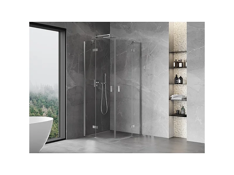 Mexen Mist Duschkabine Halbkreis Pendeltür 70 x 70 cm, transparent, Chrom - 8A33-070-070-01-00