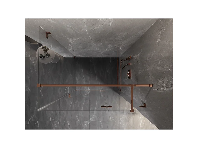 Mexen Lunar T rechte, schwenkbare Duschkabine 80 x 90 cm, transparent, Roségold - 834T-080-090-60-00-P