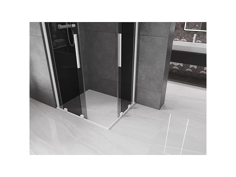 Mexen Velar Duo schuifdouchecabine 90 x 80 cm, grafiet, wit - 871-090-080-42-20