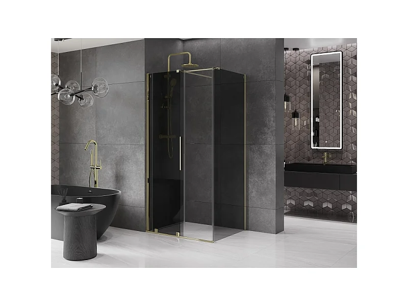 Mexen Velar schuif douchecabine 120 x 90 cm, grafiet, goud - 871-120-090-41-50