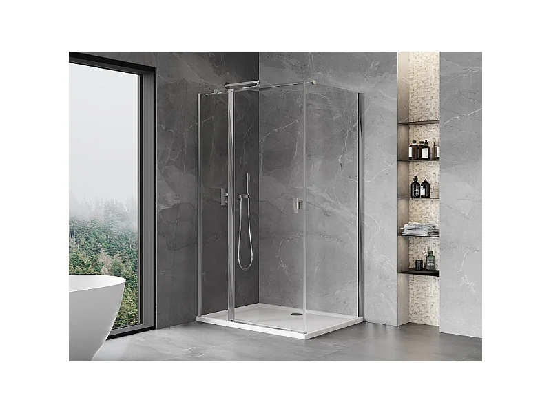 Mexen Mist T zaslon za prhojo nihajna 110 x 75 cm, prozorna, krom - 8A4T-110-075-01-00