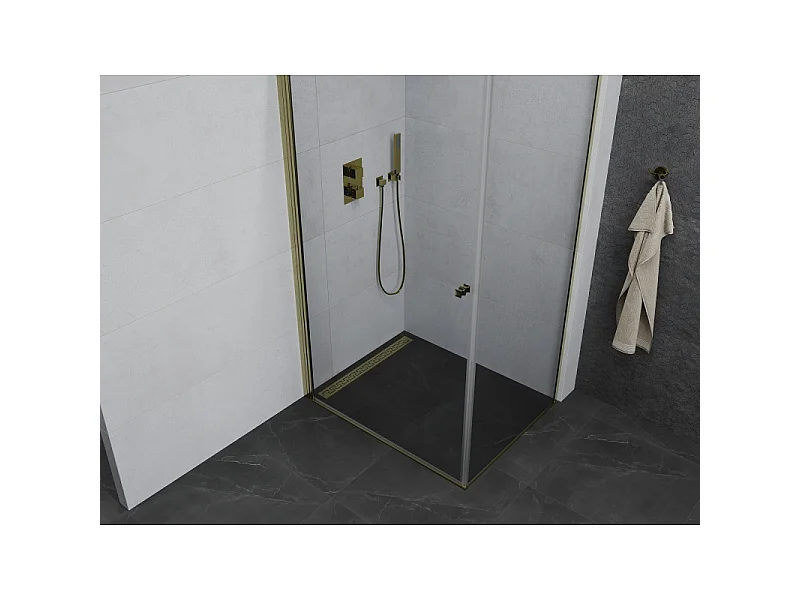 Mexen Pretoria douchecabine scharnierend 90 x 70 cm, transparant, goud - 852-090-070-50-00