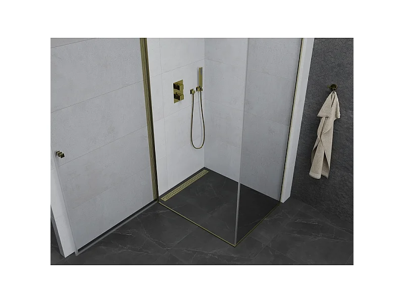 Mexen Pretoria douchecabine scharnierend 90 x 70 cm, transparant, goud - 852-090-070-50-00