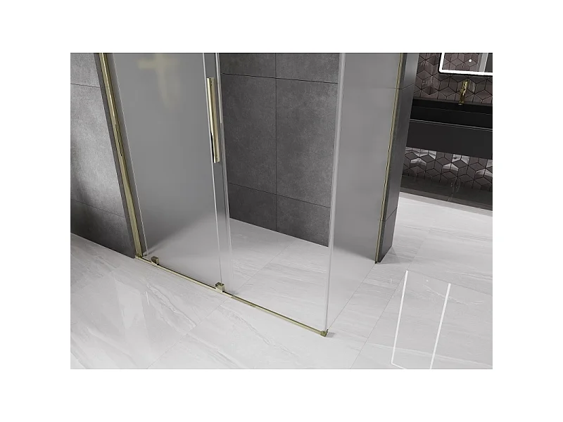 Mexen Velar schuifbare douchecabine 150 x 90 cm, matglas, goud - 871-150-090-31-50