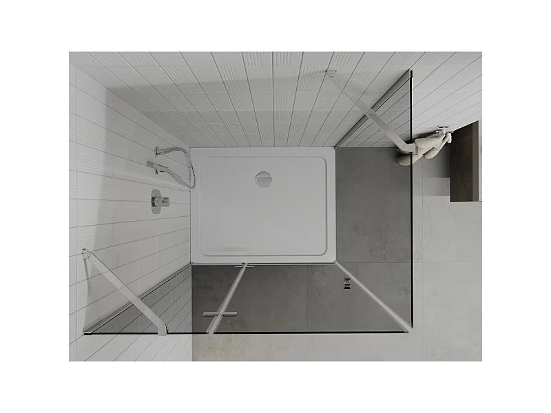 Mexen Roma brusekabine med dør 90 x 100 cm, grafit, krom + Flat brusekar, hvid - 854-090-100-01-40-4010