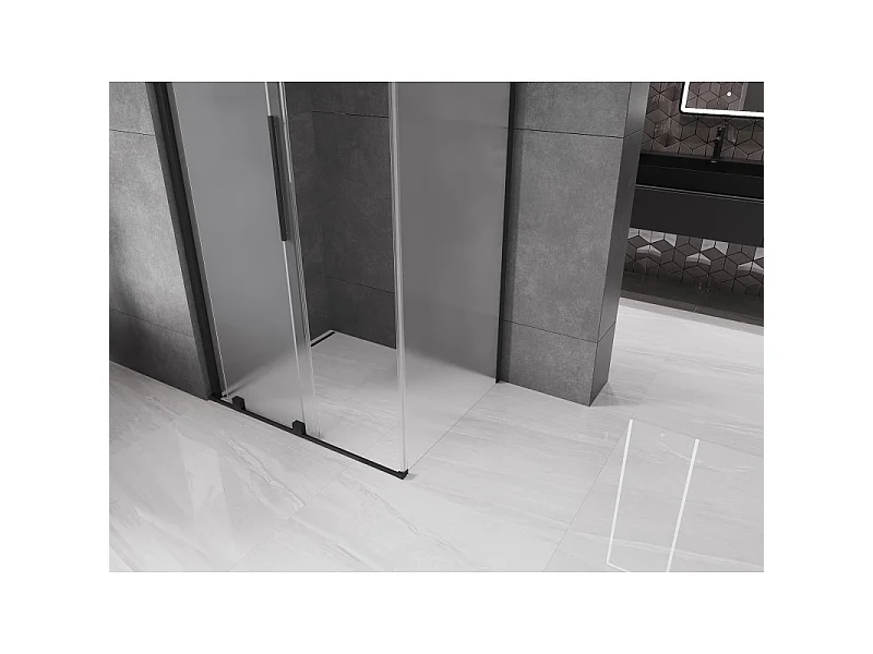 Mexen Velar schuifdouchecabine 90 x 70 cm, matglas, zwart - 871-090-070-31-70