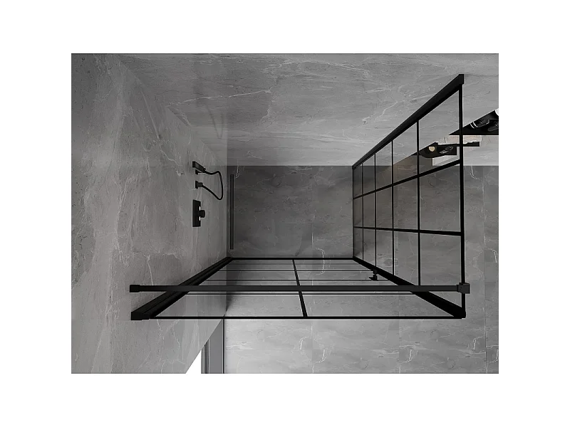 Mexen Mist-B venstrehængslet brusekabine 80 x 85 cm, sort gitter, sort - 8A2T-080-085-70-77-L