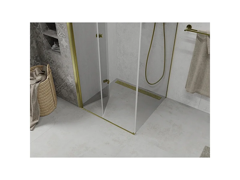 Mexen Lima harmonicadouchecabine 80 x 80 cm, transparant, goud - 856-080-080-50-00