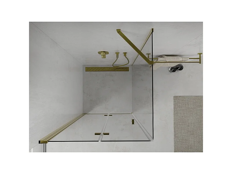 Mexen Lima harmonicadouchecabine 80 x 80 cm, transparant, goud - 856-080-080-50-00