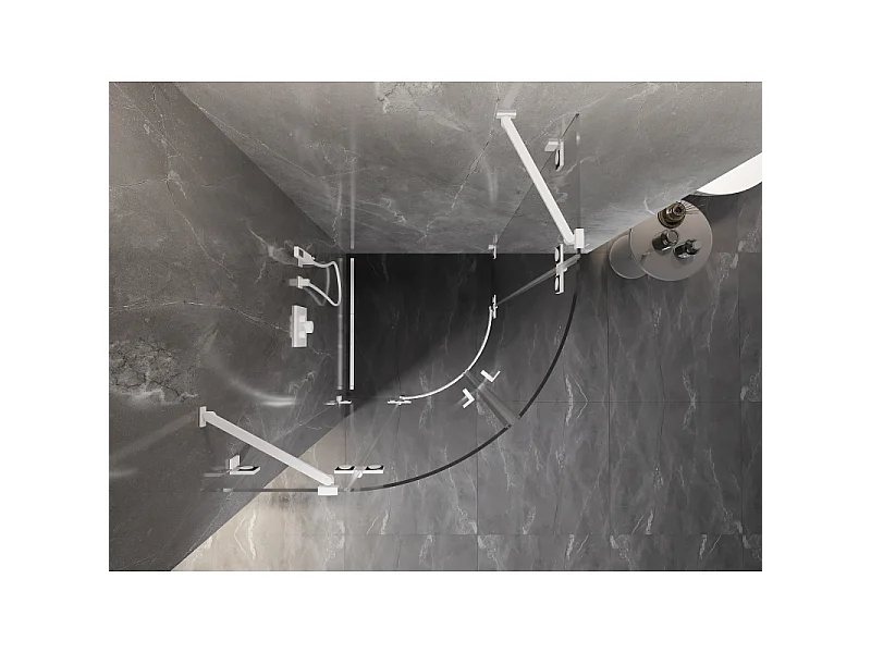 Mexen Lunar semicircular pivot shower enclosure 90 x 90 cm, transparent, white - 833-090L-090P-20-00