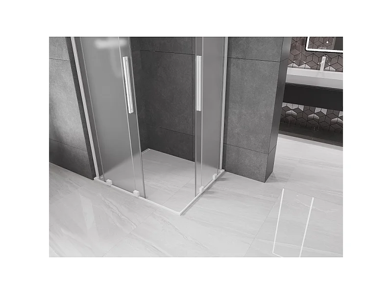 Mexen Velar L Duo drsna tuš kabina 90 x 80 cm, mat, bela - 871-090-080-02-33-20