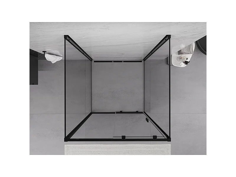 Mexen Exo-3S 3-seitige Duschkabine, Schiebetür, 90 x 90 cm, transparent, schwarz - 8151-090-090-70-00-3S