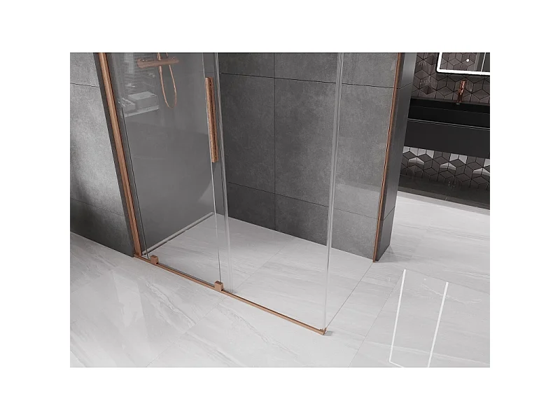 Mexen Velar cabine de douche coulissante 140 x 70 cm, transparente, cuivre brossé - 871-140-070-01-65