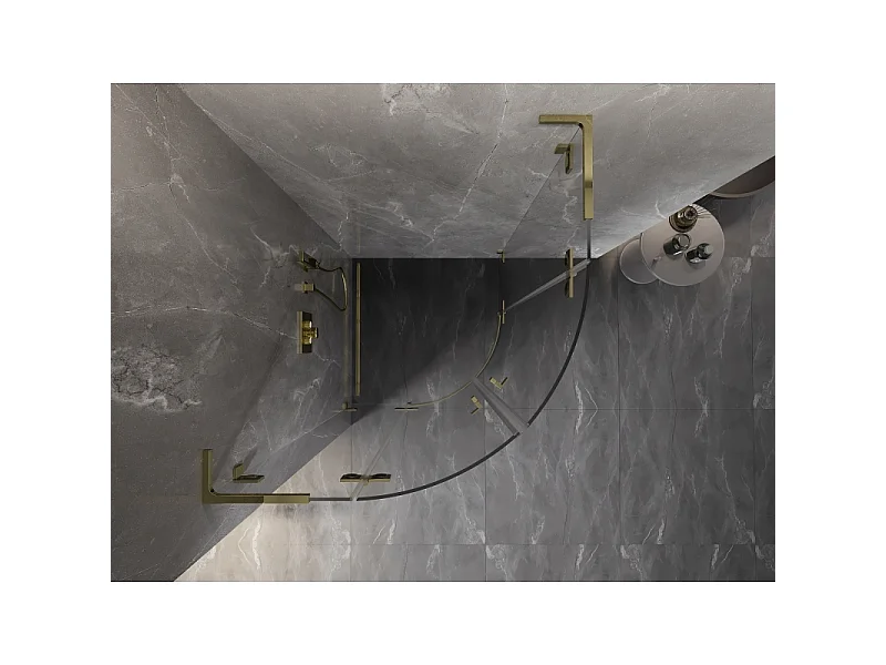 Mexen Lunar L kvadrant brus ni 100 x 100 cm, transparent, guld - 833L-100L-100P-50-00