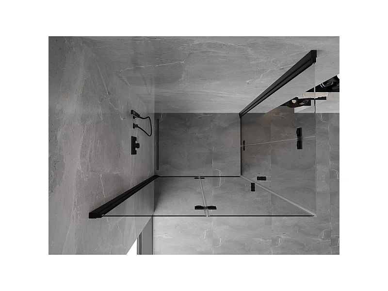 Mexen Mist-F Duo folding shower cabin 100 x 75 cm, transparent, black - 8A6-100L-075P-70-00