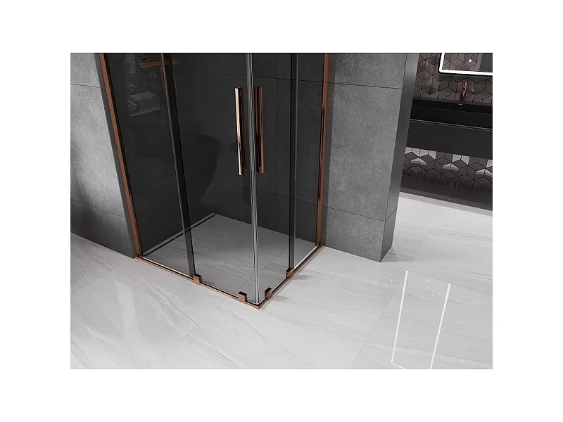 Mexen Velar Duo Schiebeduschkabine 100 x 90 cm, Graphit, Roségold - 871-100-090-42-60