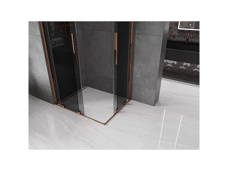 Mexen Velar Duo Schiebeduschkabine 100 x 90 cm, Graphit, Roségold - 871-100-090-42-60