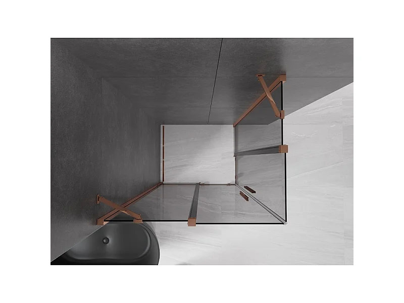 Mexen Velar Duo Schiebeduschkabine 100 x 90 cm, Graphit, Roségold - 871-100-090-42-60