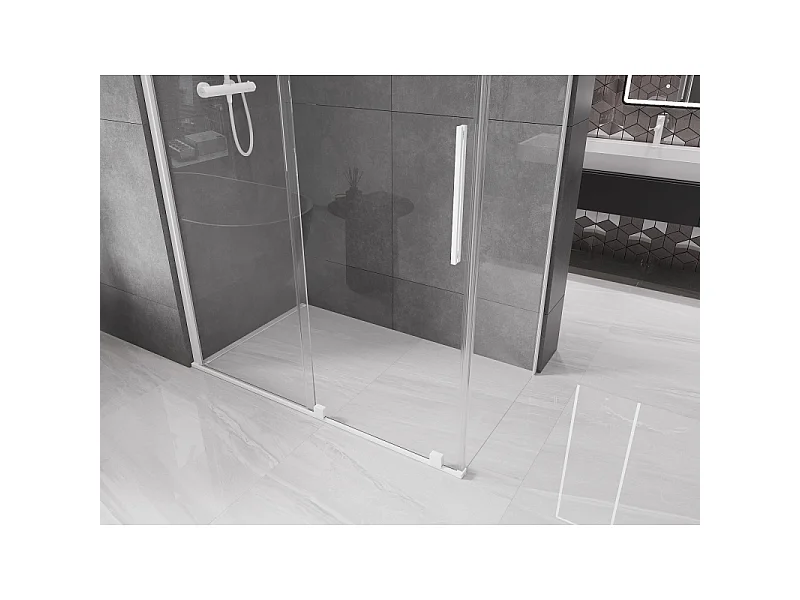 Mexen Velar sliding shower enclosure 140 x 70 cm, transparent, white - 871-140-070-01-20