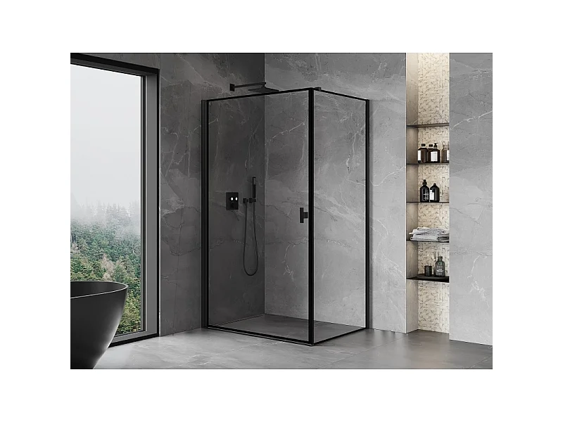Mexen Mist-B tuš kabina nihajna leva 80 x 110 cm, črn okvir, črna - 8A2T-080-110-70-70-L
