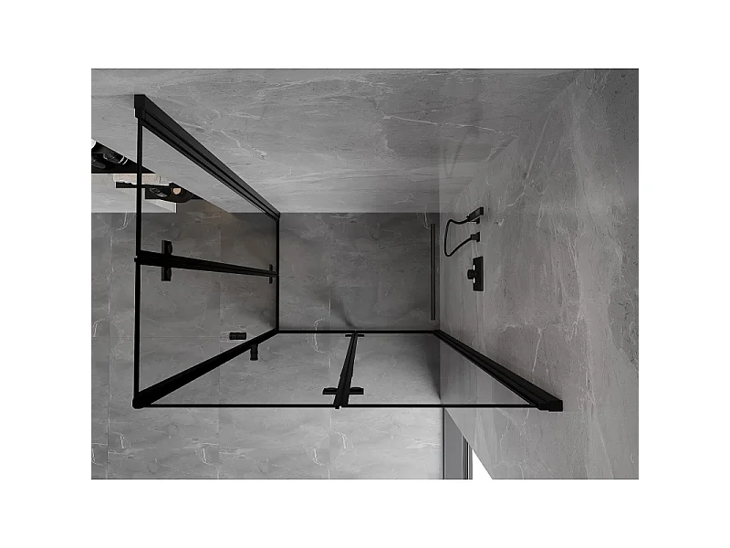 Mexen Mist-F Duo cabina de duche dobrável direita 75 x 95 cm, moldura preta, preta - 8A6-075L-095P-70-70