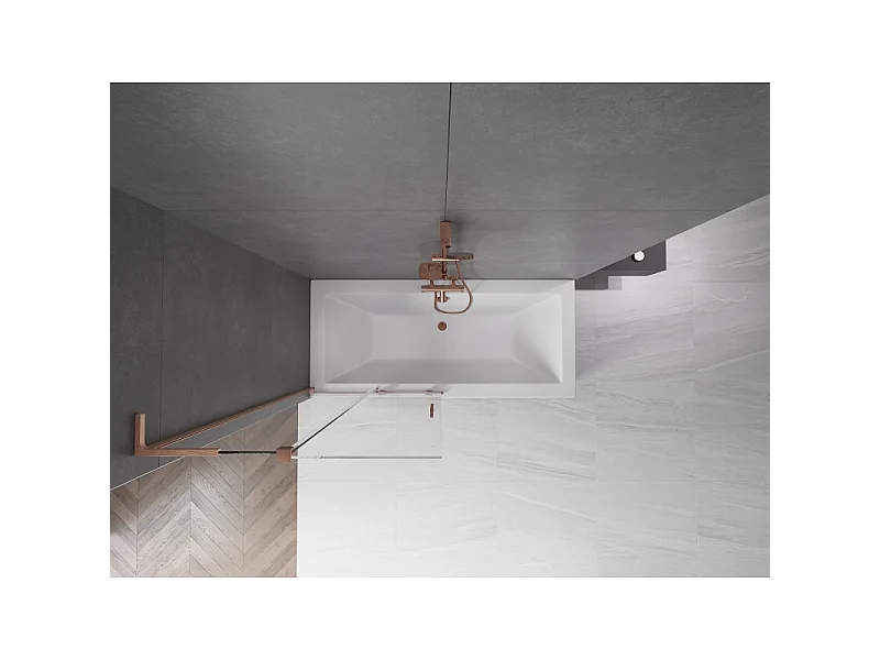 Mexen Velar L bath screen, 2-panel sliding 90 x 150 cm, transparent, brushed copper - 896-090-003-01-65