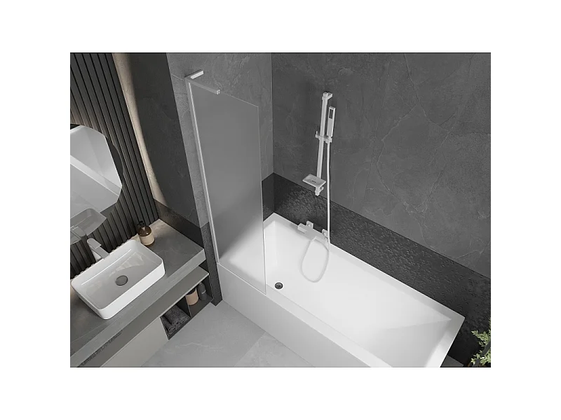 Mexen Next L paroi de baignoire 1 volet 50 x 150 cm, dépoli, blanc - 895-050-000-03-30-20