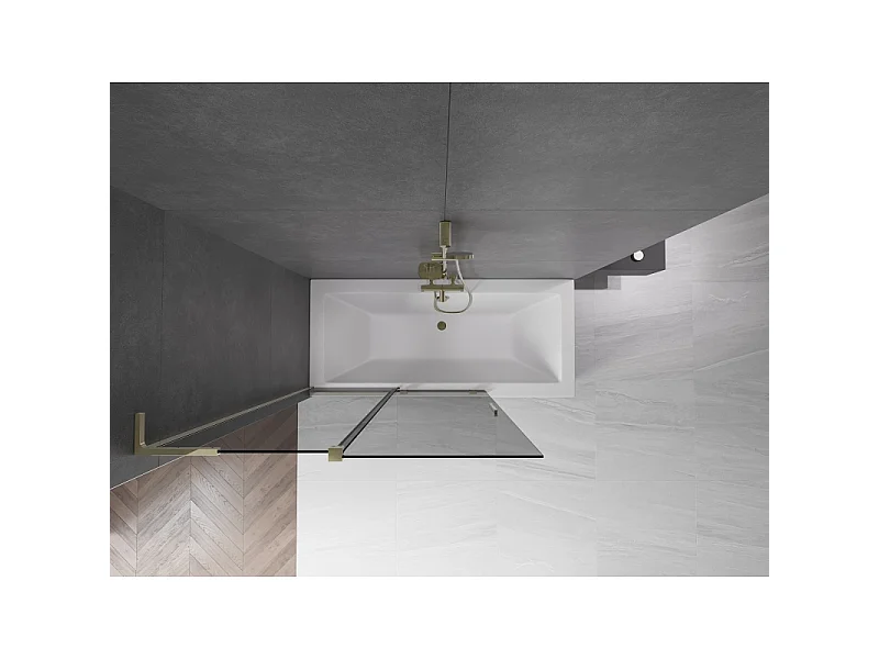 Mexen Velar L sliding bath screen 2-wing, 120 x 150 cm, graphite, gold - 896-120-003-41-50
