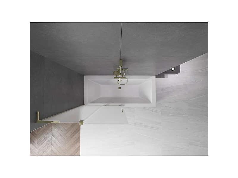 Mexen Velar L paroi de baignoire à 2 panneaux coulissants 100 x 150 cm, givrée, dorée - 896-100-003-31-50