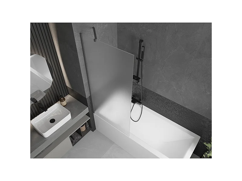 Mexen Next paroi de baignoire 1 volet 80 x 150 cm, givre, métal gun - 895-080-000-00-30-95