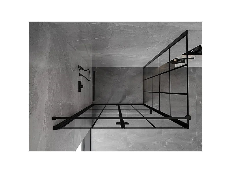 Mexen Mist-F cabine de douche pliante gauche 70 x 90 cm, grille noire, noir - 8A6T-070-090-70-77-L
