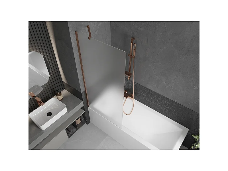 Mexen Next paroi de baignoire 1 volet 80 x 150 cm, givre, or rose - 895-080-000-00-30-60