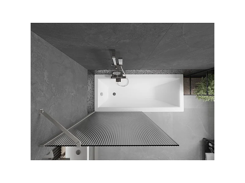 Mexen Next paroi de baignoire à 1 volet 90 x 150 cm, rayures, nickel brossé - 895-090-000-00-09-97