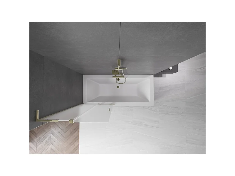 Mexen Velar L mampara de ducha de 2 paneles deslizante 80 x 150 cm, escarchado, dorado - 896-080-003-31-50