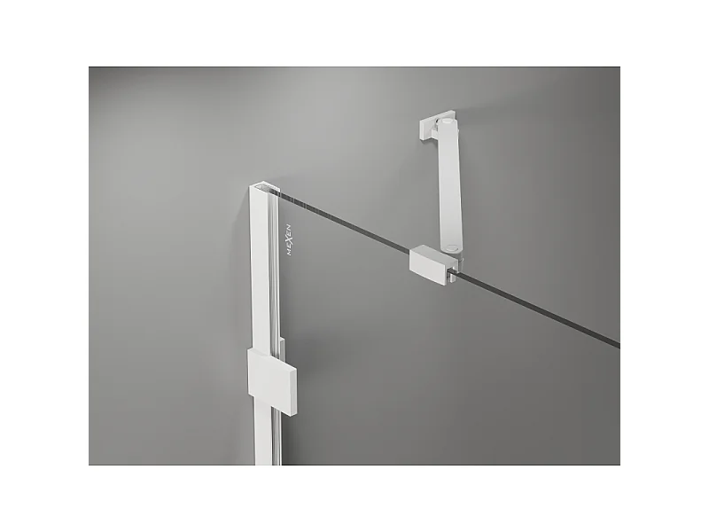 Mexen Lunar parawan nawannowy 2-skrzydłowy prawy 140 x 150 cm, transparent, biały - 897-140-100-20-00-P