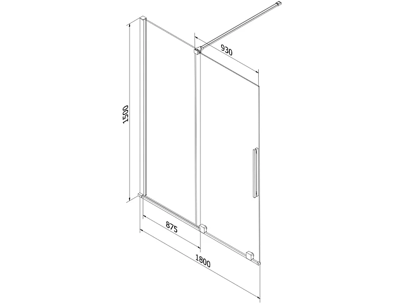 Mexen Velar divisória de banho deslizante de 2 painéis 180 x 150 cm, fosco, cobre escovado - 896-180-000-31-65
