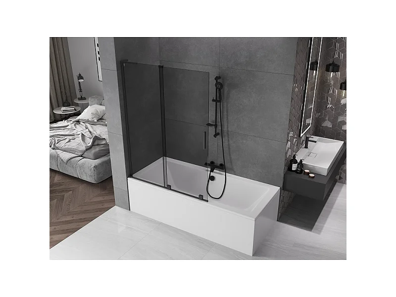 Mexen Velar L paroi de baignoire à 2 volets coulissants 120 x 150 cm, graphite, noir - 896-120-003-41-70