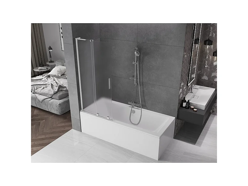 Mexen Velar L dvoslojna tuš pregrada 80 x 150 cm, mraz, krom - 896-080-003-31-01