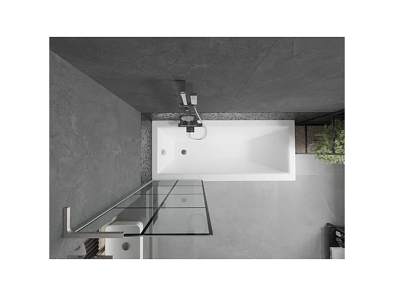 Mexen Next L paroi de baignoire à 1 vantail 60 x 150 cm, grille noire, nickel brossé - 895-060-000-03-77-97