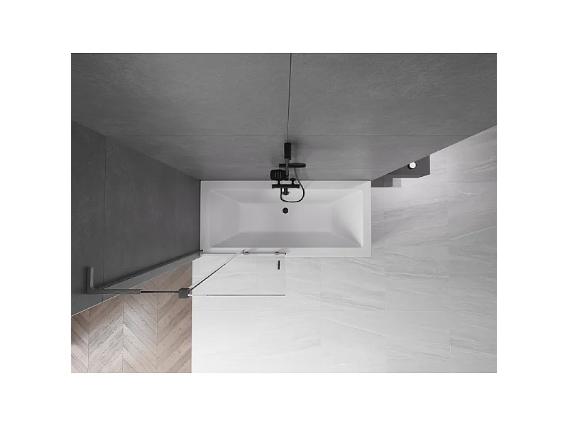 Mexen Velar L paroi de baignoire 2 panneaux coulissants 95 x 150 cm, transparent, gris canon brossé - 896-095-003-01-66