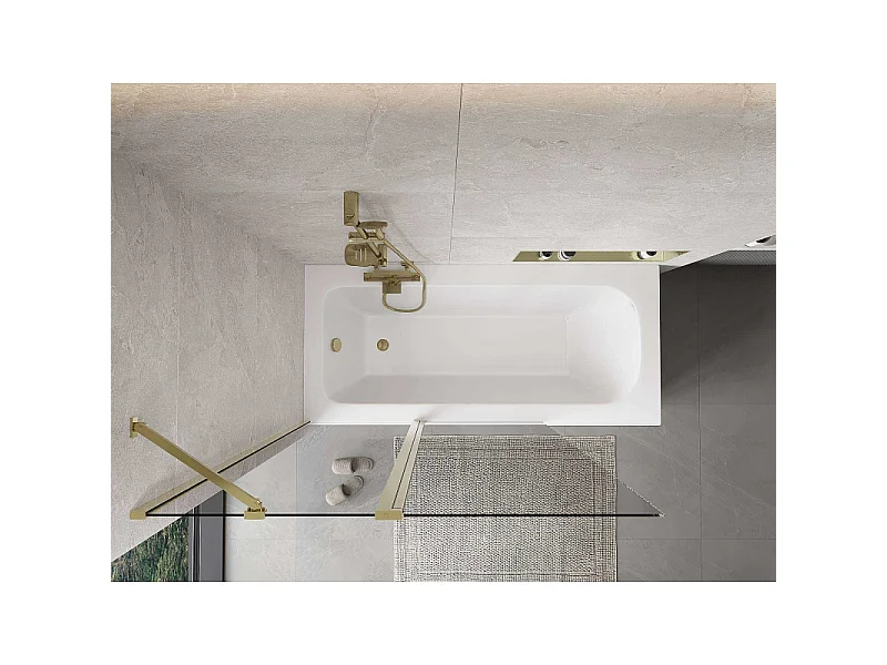 Mexen Mist mampara de ducha de 2 paneles 120 x 150 cm, transparente, dorado - 8A9-120-011-50-00