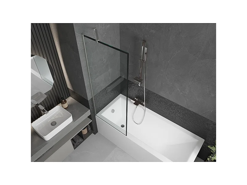 Mexen Next 1-panel bath screen 70 x 150 cm, black pattern, brushed nickel - 895-070-000-00-70-97
