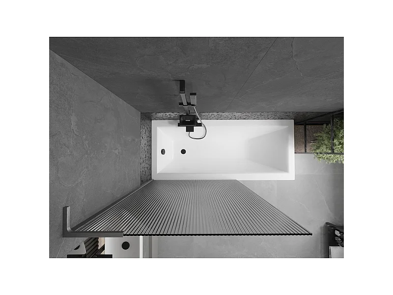 Mexen Next L badwand scherm 1-delig 100 x 150 cm, strepen, gun grey geborsteld - 895-100-000-03-09-66
