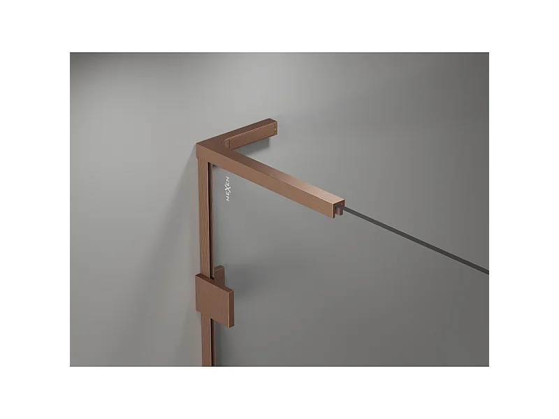 Mexen Lunar L badscherm 2-delig rechts 90 x 150 cm, transparant, geborsteld koper - 897L-090-100-65-00-P