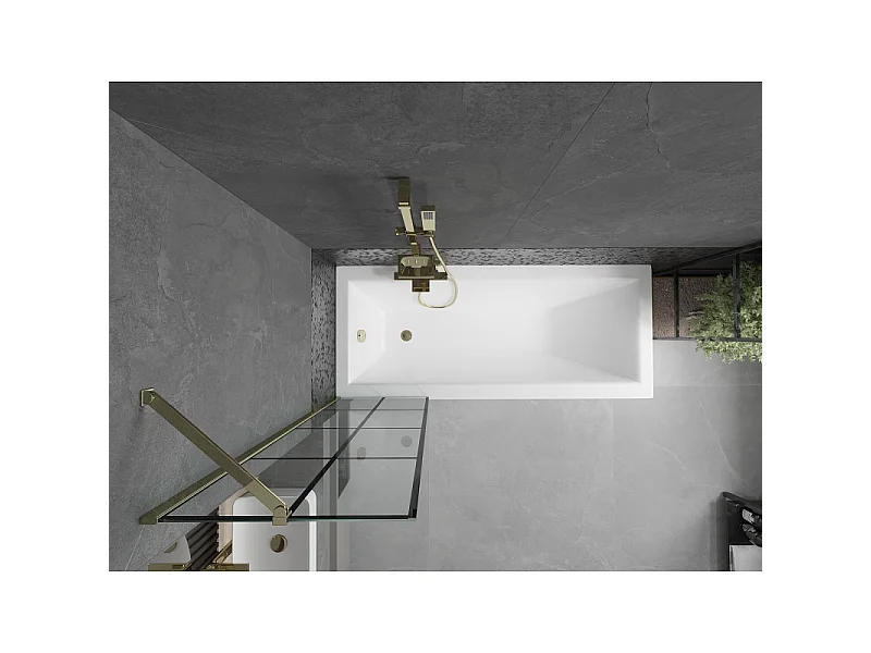 Mexen Next paroi de baignoire 1 volet 50 x 150 cm, grille noire, or - 895-050-000-00-77-50