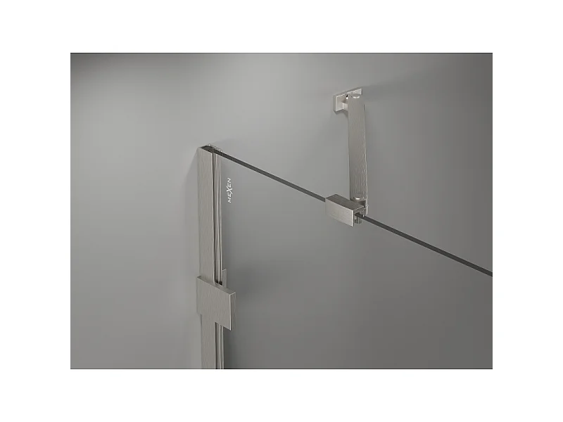 Mexen Lunar 2-fløjet badekærmslow venstre 110 x 150 cm, transparent, børstet nikkel - 897-110-100-97-00-L