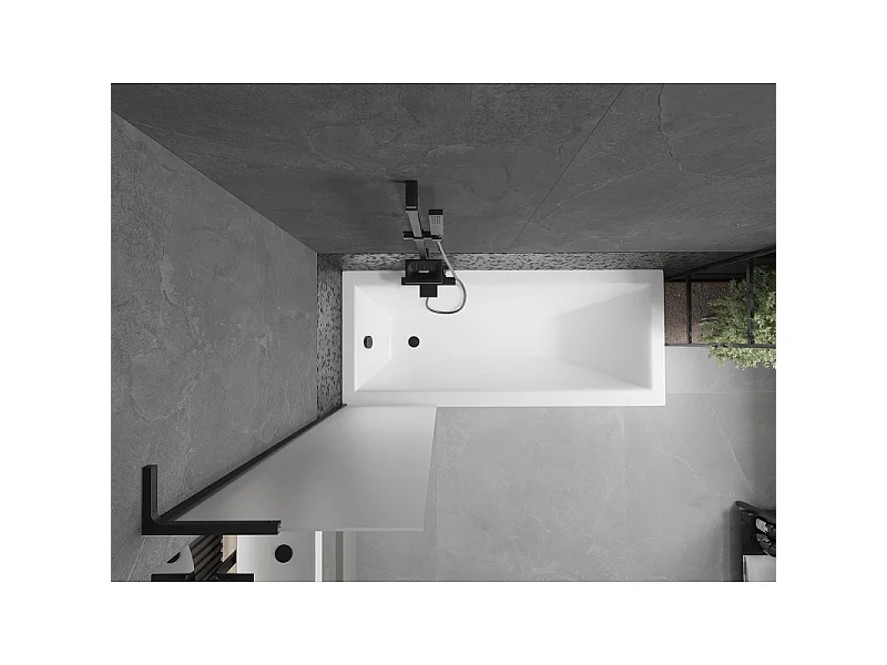 Mexen Next L Bathtub Screen 1-Panel 50 x 150 cm, Frosted, Black - 895-050-000-03-30-70
