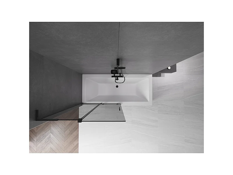 Mexen Velar L drsna kadna pregrada 2-krilna 100 x 150 cm, grafitna, črna - 896-100-003-41-70