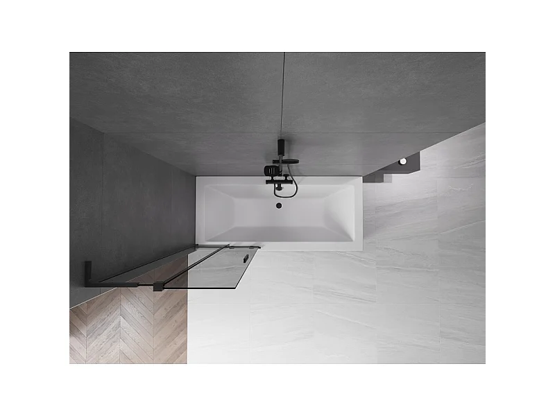 Mexen Velar L dvojna drsna kopalniška pregrada 75 x 150 cm, grafit, črna - 896-075-003-41-70