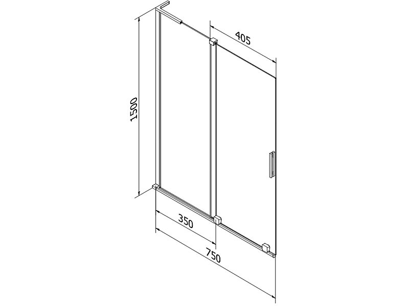 Mexen Velar L dvojna drsna kopalniška pregrada 75 x 150 cm, grafit, črna - 896-075-003-41-70